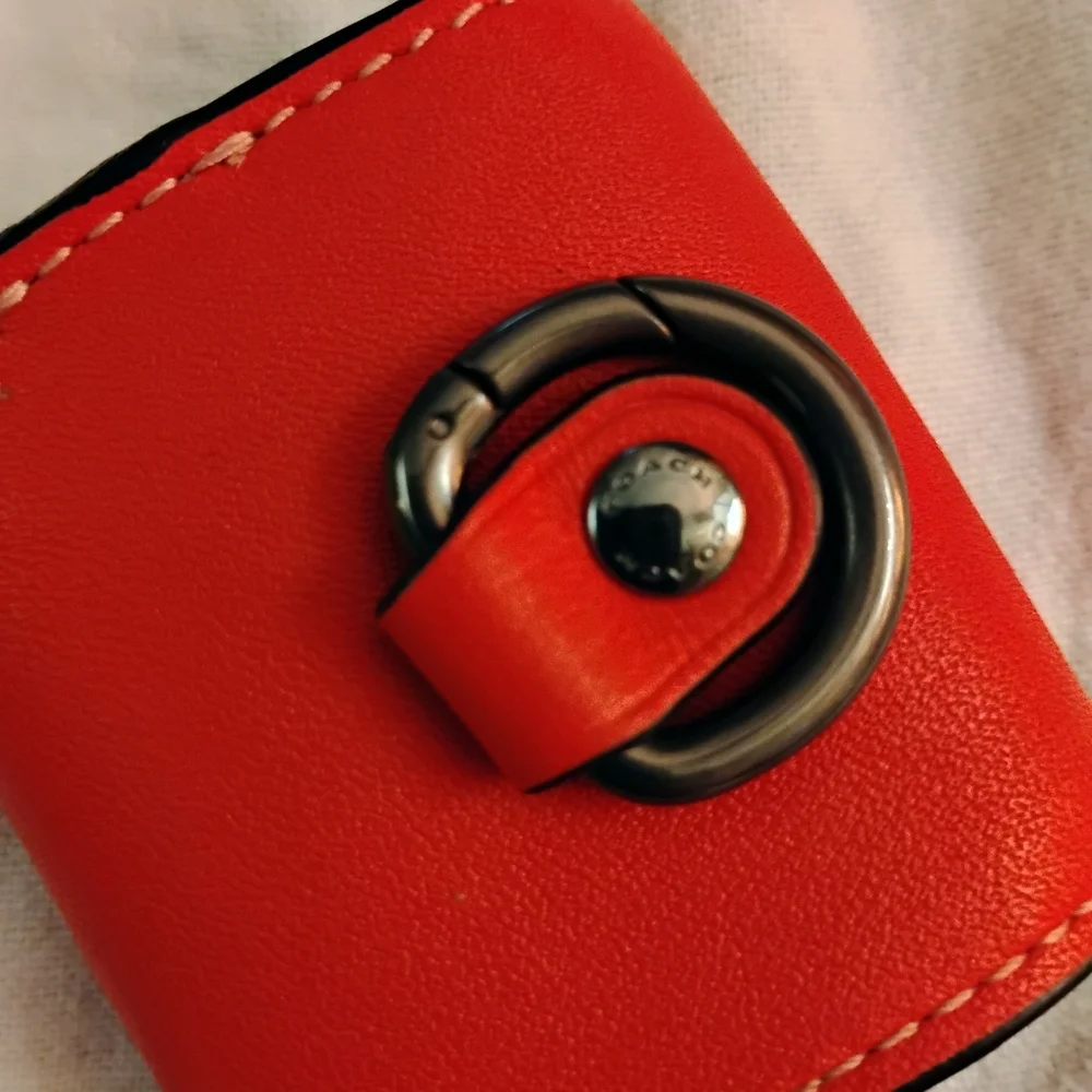 Coach Red Leather Airpod Pouch